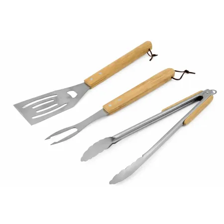 Set 3 Utensili Barbecue Campignaz Pinza Paletta Forchetta Inox Legno