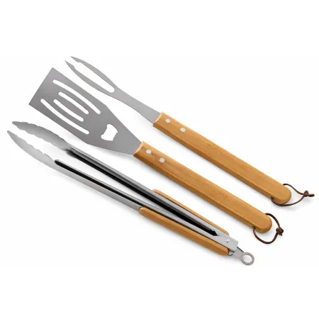 Set 3 Utensili Barbecue Campignaz Pinza Paletta Forchetta Inox Legno