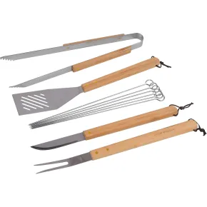 Set Utensili Barbecue Campignaz 10 Pezzi Acciaio Inox Manico in Legno