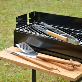 Set Utensili Barbecue Campignaz 10 Pezzi Acciaio Inox Manico in Legno 2