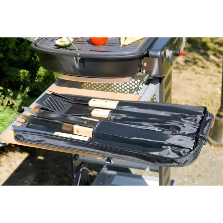 Set Utensili Barbecue Campignaz 10 Pezzi Acciaio Inox Manico in Legno