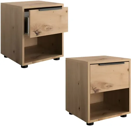 Comodino 1 Cassetto Rovere Artisan per Camera da Letto con Vano