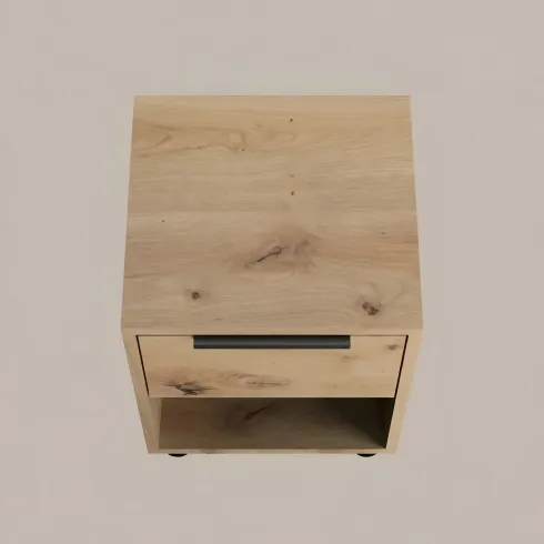 Comodino 1 Cassetto Rovere Artisan per Camera da Letto con Vano