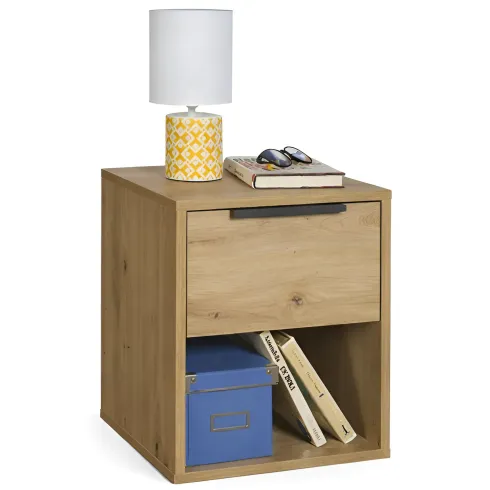 Comodino 1 Cassetto Rovere Artisan per Camera da Letto con Vano