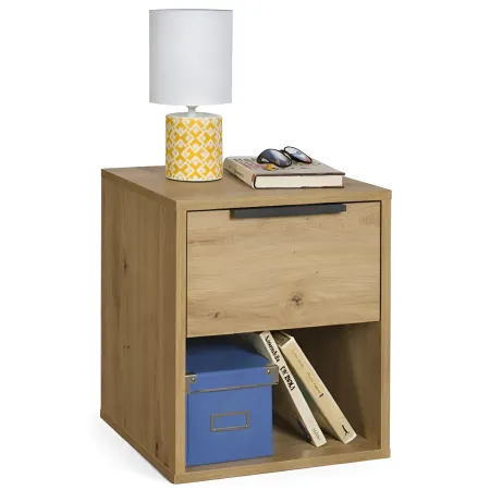 Comodino 1 Cassetto Rovere Artisan per Camera da Letto con Vano