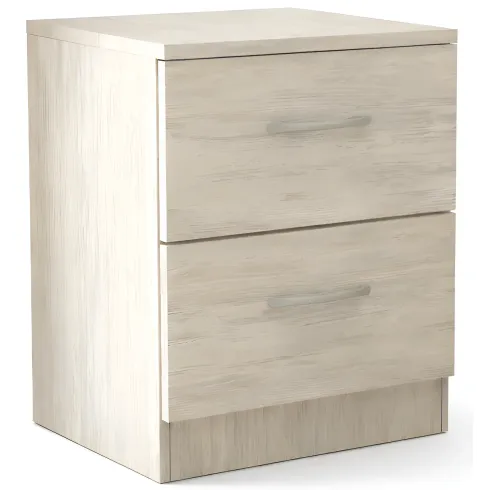 Comodino 2 Cassetti Rovere Chiaro Bianco Ges Camera da Letto Moderno