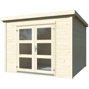 Casetta in Legno Grezzo 28 mm 276x282 Blockhouse Porta Doppia Vetrata