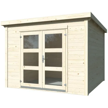 Casetta in Legno Grezzo 28 mm 276x282 Blockhouse Porta Doppia Vetrata