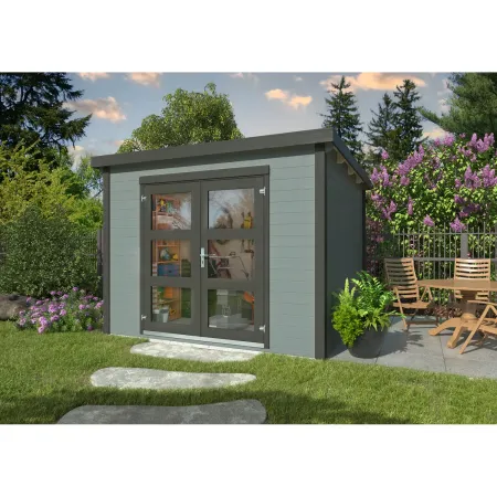 Casetta in Legno Grezzo 28 mm 276x282 Blockhouse Porta Doppia Vetrata