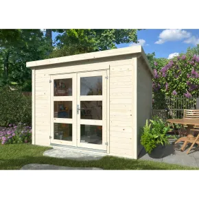 Casetta in Legno Grezzo 28 mm 276x282 Blockhouse Porta Doppia Vetrata 2