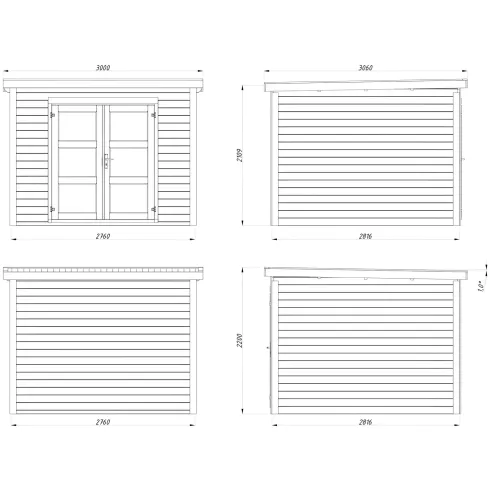Casetta in Legno Grezzo 28 mm 276x282 Blockhouse Porta Doppia Vetrata