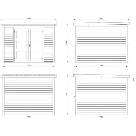 Casetta in Legno Grezzo 28 mm 276x282 Blockhouse Porta Doppia Vetrata