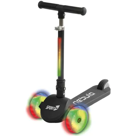 Monopattino per Bambini Pieghevole 3 Ruote Luminose LED Nero 50kg