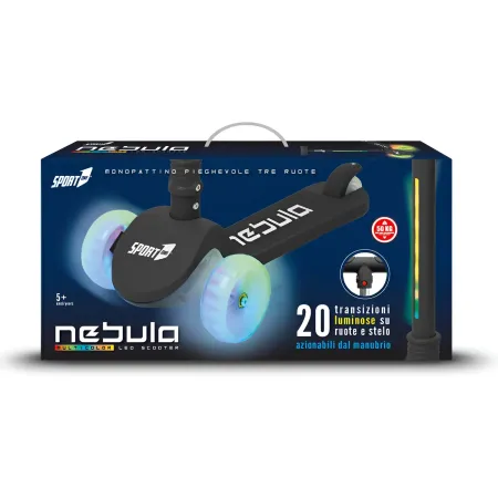 Monopattino per Bambini Pieghevole 3 Ruote Luminose LED Nero 50kg