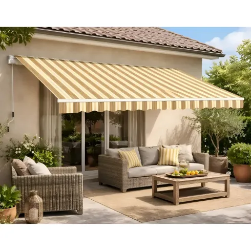 Tenda da Sole a Barra Quadra 300x200 Beige Rigato da Esterno Balcone
