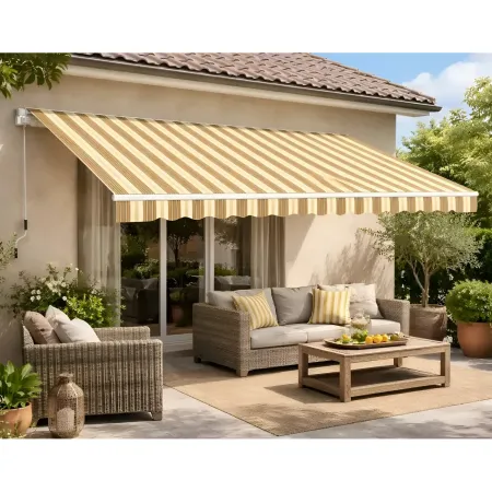 Tenda da Sole a Barra Quadra 300x200 Beige Rigato da Esterno Balcone