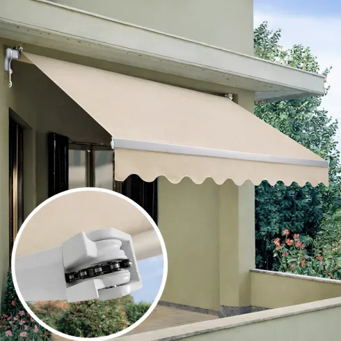 Tenda da Sole a Barra Quadra 300x200 Braccio a Catena Beige da Esterno