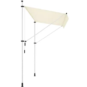 Tenda da Sole a Caduta Senza Viti 250x130 Altezza Regolabile Beige 2