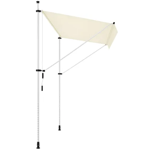 Tenda da Sole a Caduta Senza Viti 250x130 Altezza Regolabile Beige