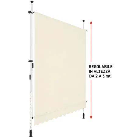 Tenda da Sole a Caduta Senza Viti 250x130 Altezza Regolabile Beige