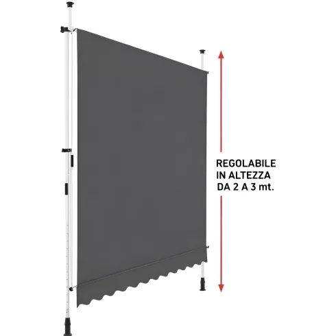 Tenda da Sole a Caduta Senza Viti 250x130 Altezza Regolabile Antracite