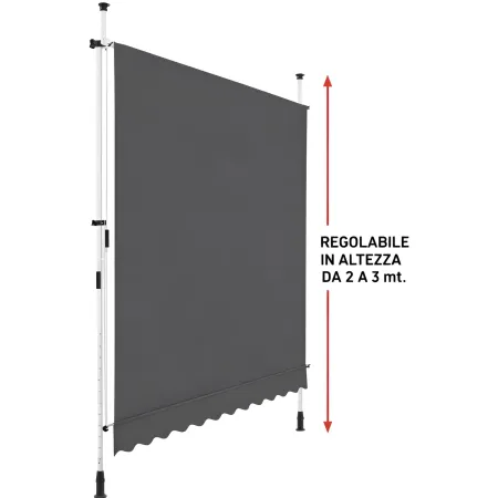Tenda da Sole a Caduta Senza Viti 250x130 Altezza Regolabile Antracite
