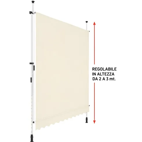 Tenda da Sole a Caduta Senza Viti 300x130 Altezza Regolabile Beige