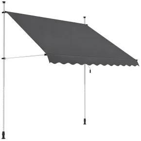 Tenda da Sole a Caduta Senza Viti 300x130 Altezza Regolabile Antracite