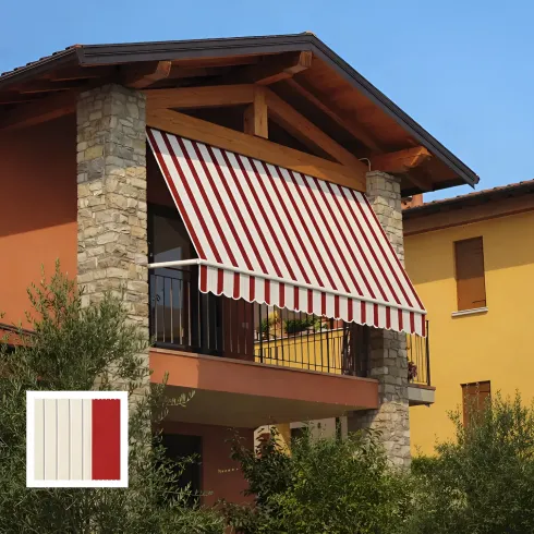 Tenda da Sole a Caduta 100x250 Rigato Bordeaux Crema Senza Cassone
