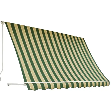Tenda da Sole a Caduta 250x250 cm Rigato Verde Bianco Senza Cassone