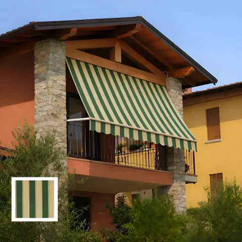 Tenda da Sole a Caduta 250x250 cm Rigato Verde Bianco Senza Cassone