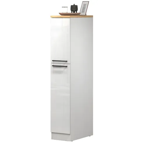 Colonna Portaspezie Bianco Lucido Rovere 2 Cassetti Soft Close Legno