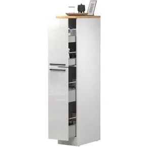 Colonna Portaspezie Bianco Lucido Rovere 2 Cassetti Soft Close Legno 2