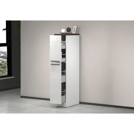Colonna Portaspezie Bianco Lucido Report 2 Cassetti Soft Close Legno