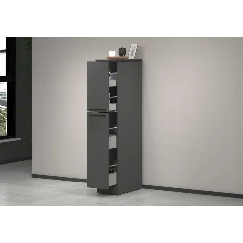 Colonna Portaspezie Antracite 2 Cassetti Soft Close Legno Nobilitato