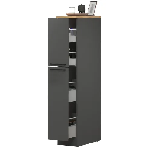 Colonna Portaspezie Antracite Rovere 2 Cassetti Soft Close in Legno