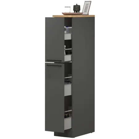 Colonna Portaspezie Antracite Rovere 2 Cassetti Soft Close in Legno