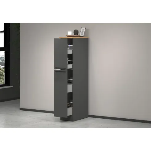 Colonna Portaspezie Antracite Rovere 2 Cassetti Soft Close in Legno