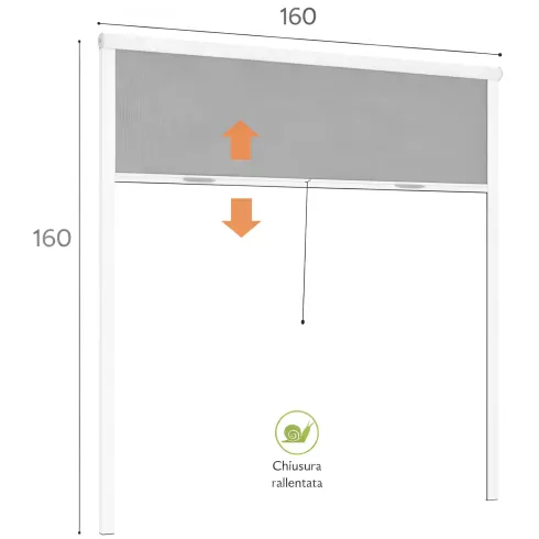 Zanzariera a Rullo Verticale 160x160 Riducibile in Alluminio Bianco