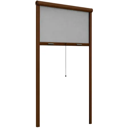 Zanzariera a Rullo Verticale 80x160 Riducibile in Alluminio Marrone