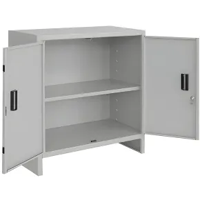 Armadietto Basso in Acciaio con 80x80cm 2 Ante Ripiano Interno 2