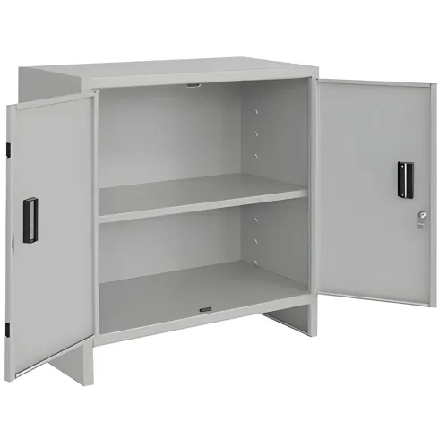 Armadietto Basso in Acciaio con 80x80cm 2 Ante Ripiano Interno