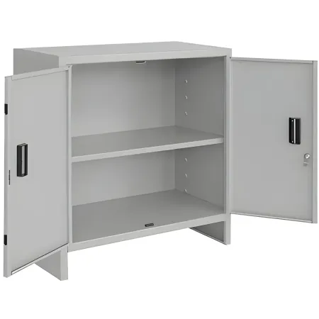 Armadietto Basso in Acciaio con 80x80cm 2 Ante Ripiano Interno