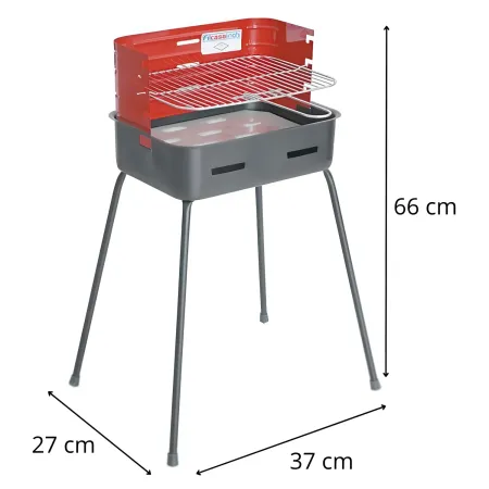 Barbecue a Carbonella 37x27x66 cm Griglia Regolabile Acciaio Rosso