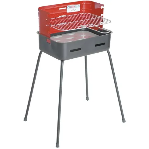 Barbecue a Carbonella 37x27x66 cm Griglia Regolabile Acciaio Rosso