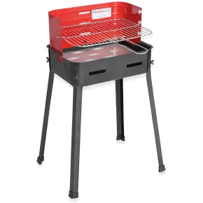 Barbecue a Carbonella 37x27x68 cm Griglia Regolabile Acciaio Rosso