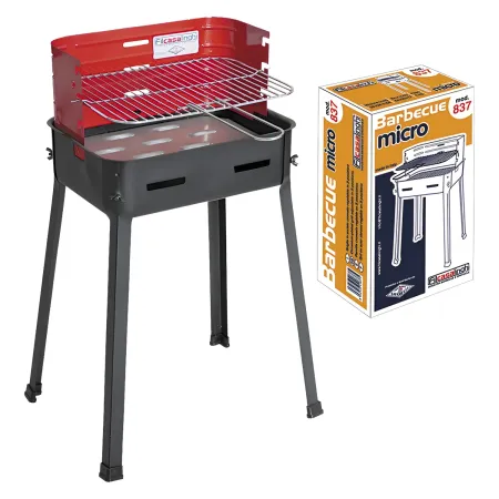 Barbecue a Carbonella 37x27x68 cm Griglia Regolabile Acciaio Rosso
