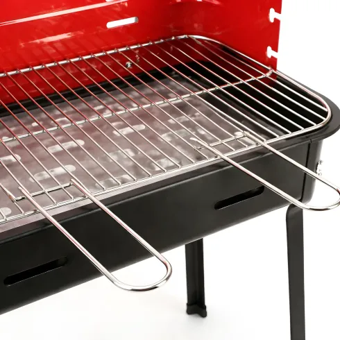 Barbecue a Carbonella 50x30x75 cm Griglia Regolabile Acciaio Rosso