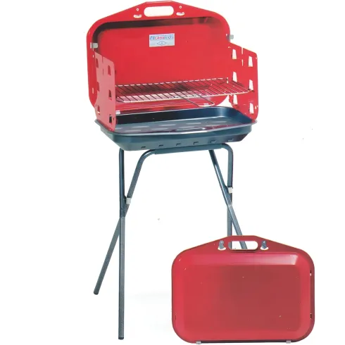 Barbecue a Carbonella Richiudibile Valigetta Rosso Griglia Regolabile