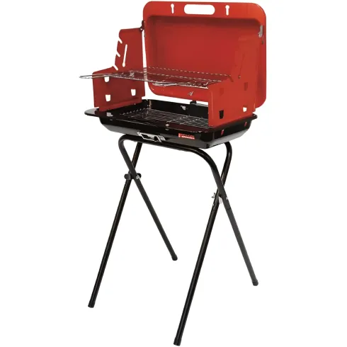 Barbecue a Carbonella Richiudibile Valigetta Rosso Griglia Regolabile